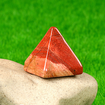 Natural Red Jasper Healing Pyramid Figurines, Reiki Energy Stone Display Decorations, 20x18mm