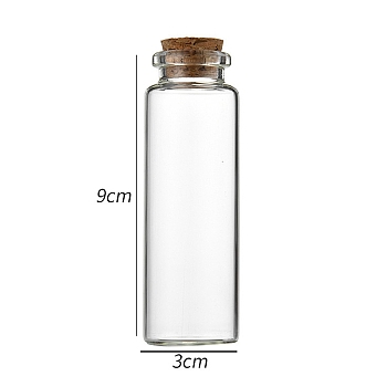 Glass Bottle, with Cork Plug, Wishing Bottle, Column, Clear, 3x9cm, Capacity: 45ml(1.52fl. oz)
