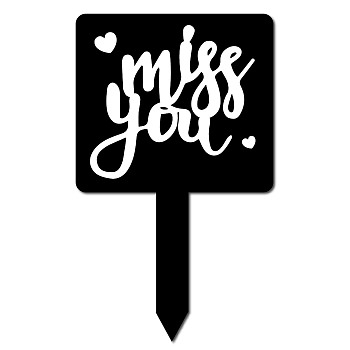 Acrylic Garden Stake, Ground Insert Decor, for Yard, Lawn, Garden Decoration, with Memorial Words Miss You, Word, 250x150mm