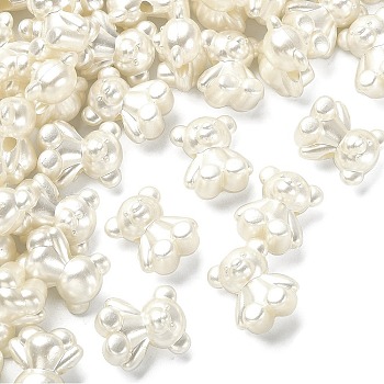 100Pcs Acrylic Imitation Pearl Beads, Bear, White, 18x15.5x12mm, Hole: 2.5mm