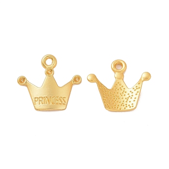Rack Plating Alloy Pendant Rhinestone Settings, Crown with Word Princess, Golden, Fit for 1.5mm Rhinestone, 16.5x18.5x1mm, Hole: 1.6mm
