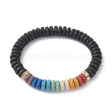 Colorful Disc Lava Rock Bracelets