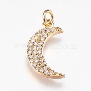 Golden Clear Moon Brass+Cubic Zirconia Pendants