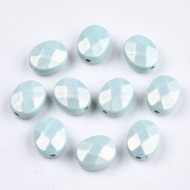 Pale Turquoise Oval Acrylic Beads