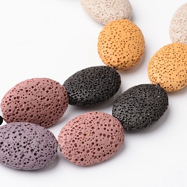 34mm Mixed Color Oval Lava Beads