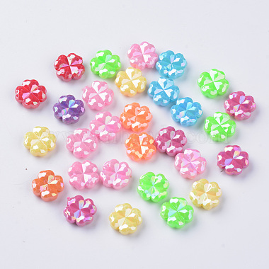 12mm Mixed Color Clover Acrylic Beads