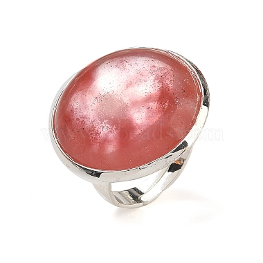 Cherry Quartz Glass Round Adjustable Rings(RJEW-K371-09S-23)-2