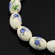 Handmade Flower Printed Porcelain Oval Beads Strands(PORC-L005-B-11)-1