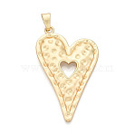 Rack Plating Alloy Big Pendants, Heart, Cadmium Free & Lead Free, Matte Gold Color, 89x55x5mm, Hole: 11.5x5mm(PALLOY-N179-51MG)