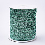 Glitter Sparkle Ribbon, Polyester & Nylon Ribbon, Medium Sea Green, 3/8 inch(9.5~10mm), about 50yards/roll(45.72m/roll)(SRIB-T002-01B-05)