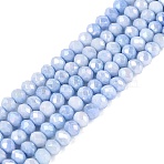 Anti-Tarnish Dyed Rondelle Glass Beads Strands, Imitation Gemstone, AB Color Plated, Faceted, Cornflower Blue, 3.5x2.5~3mm, Hole: 0.7~0.8mm, about 99~119pcs/strand, 11.02~13.58''(28~34.5cm)(EGLA-T021-3mm-17-04)