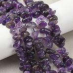 Natural Amethyst Beads Strands, Chip, 6~14x3~8x3~8mm, Hole: 1mm, 15.35~15.74inch(39~40cm)(G-P622-A04-01)
