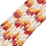 Electroplate Glass Beads Strands, Rectangle, Faceted, Gradient Color, Mixed Color, 7x4x3.5mm, Hole: 1mm, about 60~63pcs/strand, 16.14''~16.92''(41~43cm)(EGLA-D300-05-06)