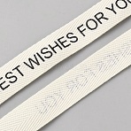 Cotton Ribbons, Word, Clothes Accessories, Beige, 5/8 inch(15mm), about 100.00 Yards(91.44m)/Roll(OCOR-WH0078-446A)