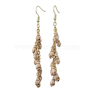 Alloy Dangle Earrings, Acrylic Shell Shape Cluster Earrings, Golden, 87mm(EJEW-JE05720)