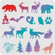 Plastic Reusable Drawing Painting Stencils Templates, for Painting on Scrapbook Fabric Tiles Floor Furniture Wood, Square, Animal Pattern, 300x300mm(DIY-WH0172-393)