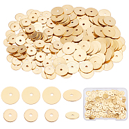 200Pcs 2 Styles Brass Spacer Beads, Long-Lasting Plated, Disc, Real 18K Gold Plated, 6~8x0.5mm, Hole: 0.9~1mm, 100pcs/style(KK-SC0002-95)
