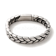 304 Stainless Steel Leaf Link Chain Bracelets for Women Men, Antique Silver, 9-1/2 inch(24cm)(BJEW-Q341-04AS)