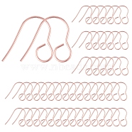 100Pcs 316 Stainless Steel Hypoallergenic French Earring Hooks, Flat Earring Hooks, Ear Wire, with Horizontal Loop, Rose Gold, 18mm, Hole: 4.6mm, 20 Gauge, Pin: 0.8mm(JX137C)