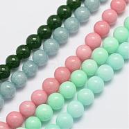 Natural & Dyed Malaysia Jade Bead Strands, Round, Mixed Color, 8mm, Hole: 1.0mm, about 48pcs/strand, 15 inch(G-A146-8mm-B)