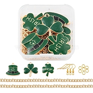 DIY Clover Pendant Jewelry Sets Making Kit, Including Alloy Enamel Pendants, Iron Earring Hooks & Jump Rings & Twisted Curb Chain Necklace Making, Golden & Light Gold, Pendant: 9pcs/box(DIY-YW0005-05G)