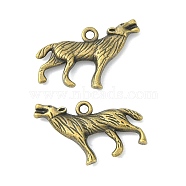 Tibetan Style Alloy Howling Wolf Pendants, Wolf, Cadmium Free & Nickel Free & Lead Free, Antique Bronze, 26x18x4mm, Hole: 2mm(MLF1753Y-NF)