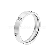 Stainless Steel Finger Rings, with Rhinestone, Stainless Steel Color, US Size 8(18.1mm)(OE3102-5)