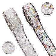 2 Strands 2 Styles Hotfix Resin Rhinestone Tape, Iron on Patches, with Iron Curb Chain, Rhinestone Trimming, Costume Accessories, Platinum, Clear, 1 strand/style(DIY-SZ0002-18)