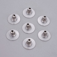 304 Stainless Steel Ear Nuts, Bullet Clutch Earring Backs with Pad, for Droopy Ears, with Plastic, Stainless Steel Color, 11.5x6mm, Hole: 0.7mm(STAS-P227-31P)