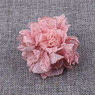 Fabric Flower for DIY Hair Accessories, Imitation Flowers for Shoes and Bags, Pink, 65mm(PW-WG56187-09)