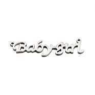 304 Stainless Steel Pendants, Word Babygirl, Stainless Steel Color, 13x41x1mm, Hole: 1mm(X-STAS-M220-05)