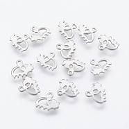 304 Stainless Steel Charms, Elephant, Stainless Steel Color, 9.5x11x1mm, Hole: 1mm(STAS-K150-06P)