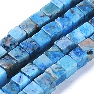 Natural Carzy Agate Beads Strands, Dyed, Cube, 5.5~6.5x5.5~6.5x5.5~6.5mm, Hole: 0.8mm, about 62pcs/strand, 15.63 inch(39.7cm)(G-D0020-07A)