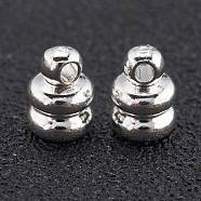 Brass Cord Ends, End Caps, Long-Lasting Plated, 925 Sterling Silver Plated, 6x4.5mm, Hole: 1mm, Inner Diameter: 3mm(KK-H759-44-S)