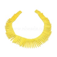 Synthetic Turquoise Graduated Spike Beads Strands, Tusk Shape, Yellow, 20~49x4.5~5mm, Hole: 1.2mm, about 99pcs/strand, 16.9~17.7 inch(43~45cm)(G-F604-10B)