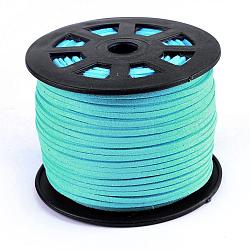 Faux Suede Cords, Faux Suede Lace, Light Sky Blue, 1/8 inch(3mm)x1.5mm, about 100yards/roll(91.44m/roll), 300 feet/roll(LW-S028-33)