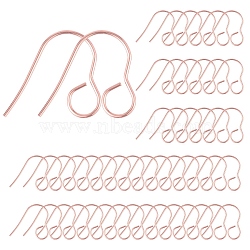 100Pcs 316 Stainless Steel Hypoallergenic French Earring Hooks, Flat Earring Hooks, Ear Wire, with Horizontal Loop, Rose Gold, 18mm, Hole: 4.6mm, 20 Gauge, Pin: 0.7mm(JX137C)