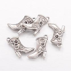 Tibetan Style Alloy Pendant Rhinestone Settings, Boot, Lead Free & Cadmium Free, Antique Silver, 20x14x4mm, Hole: 1mm, about 374pcs/1000g, Fit for 2mm rhinestone(TIBEP-24059-AS-RS)