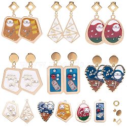 SUNNYCLUE DIY Earring Making, with Epoxy Resin Pendants, Alloy Findings and 304 Stainless Steel Stud Earring Findings, Golden(DIY-SC0008-55G)