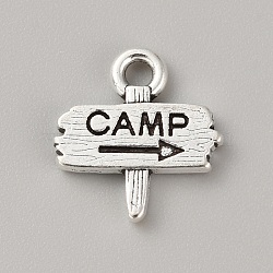 Alloy Pendant, Sign Charm, Antique Silver, 12.5x12x1.7mm, Hole: 1.8mm(FIND-WH0423-01AS)