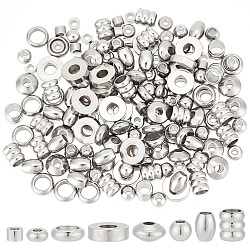 304 Stainless Steel Spacer Beads, Mixed Shapes, Stainless Steel Color, 6.8x5.2x1.1cm, 160pcs/box(STAS-UN0003-89P)