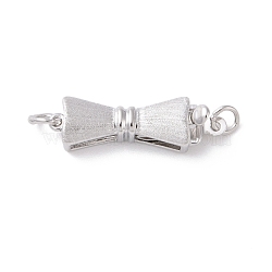 Brass Box Clasps, Textured, Bowknot, Platinum, 20x6x5.5mm, Hole: 2.3mm(KK-G427-06P)