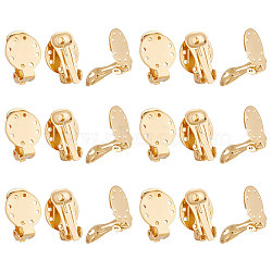 Unicraftale 20Pcs Ion Plating(IP) 304 Stainless Steel Clip-on Earring Settings, Flat Round, Golden, 20x15x9mm, Hole: 2.5mm(STAS-UN0044-04)