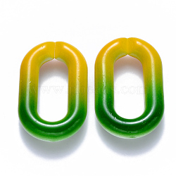 Two Tone Opaque Acrylic Linking Rings, Quick Link Connectors, for Cable Chains Making, Oval, Green, 39x23.5x7mm, Inner Diameter: 25x10mm(OACR-S036-006B-M05)