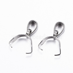 304 Stainless Steel Pendant Pinch Bails, Stainless Steel Color, 15x8x3mm, Hole: 5x3.5mm(STAS-G179-08P)