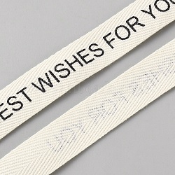 Cotton Ribbons, Word, Clothes Accessories, Beige, 5/8 inch(15mm), about 100.00 Yards(91.44m)/Roll(OCOR-WH0078-446A)