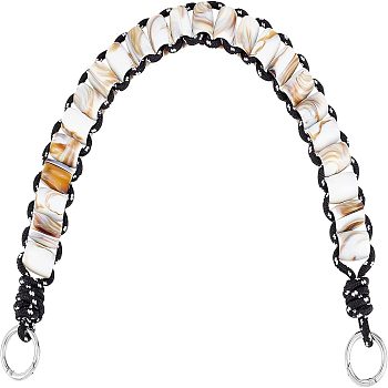 Marble Pattern Acrylic Beaded Bag Straps, with Polyester Cord and Alloy Sping Gate Rings, Dark Khaki, 62~65x3.4x1.9cm, Hole: 25.5mm