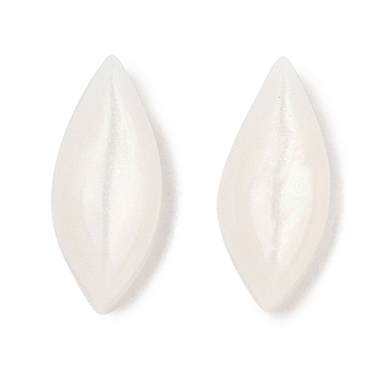 Opaque Resin Decoden Cabochons, Leaf, White, 12x5x3mm