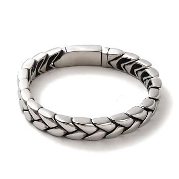 304 Stainless Steel Leaf Link Chain Bracelets for Women Men, Antique Silver, 9-1/2 inch(24cm)