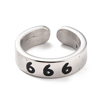 Angel Number Rings for Women, 304 Stainless Steel Enamel Cuff Finger Rings, Num.6, US Size 6 3/4(17.1mm)